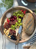 Mango Wood Tray w/ Buffalo Leather Handles