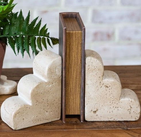 Set of 2 Scallop Edge Cement Bookends