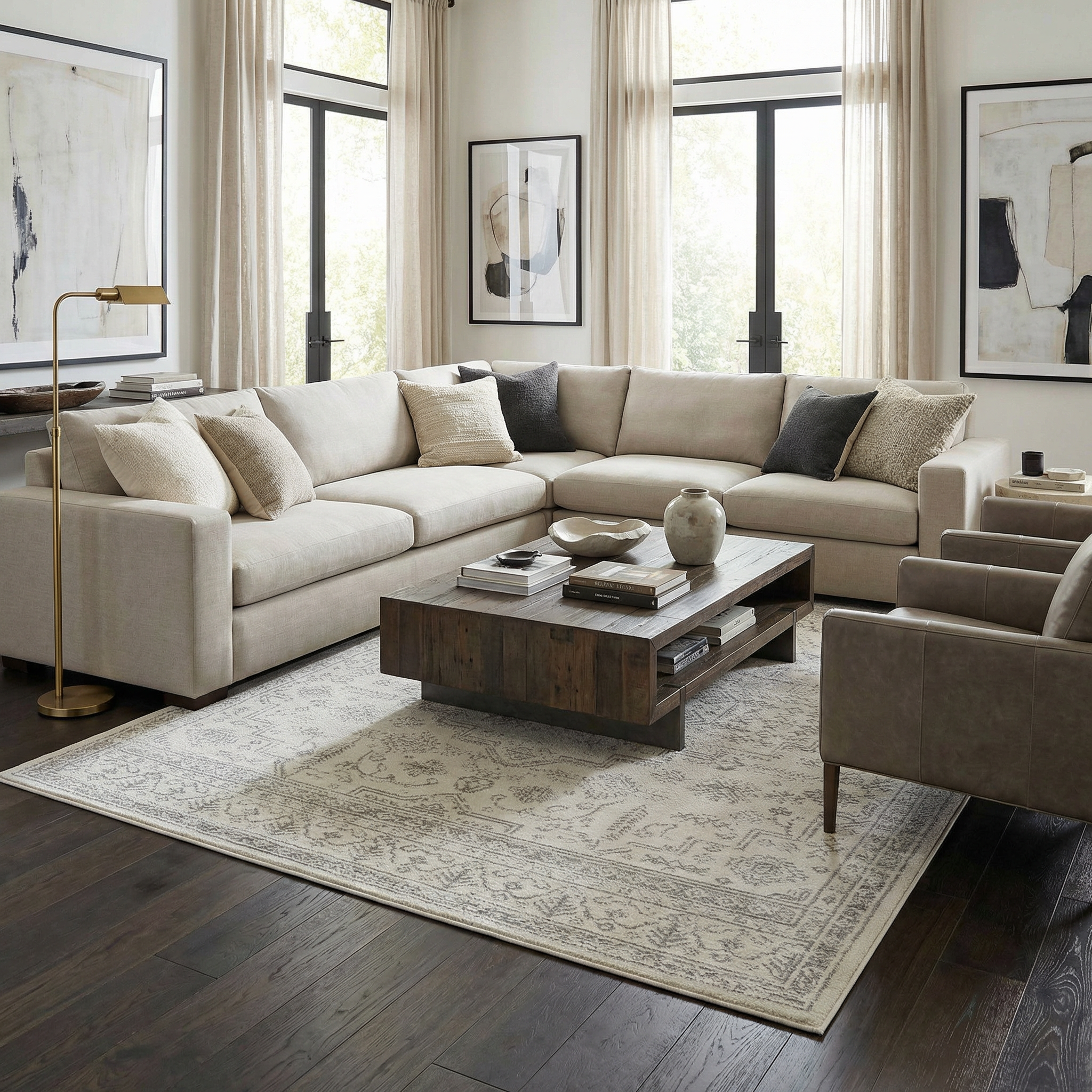Tigried Ivory & Gray Area Rug