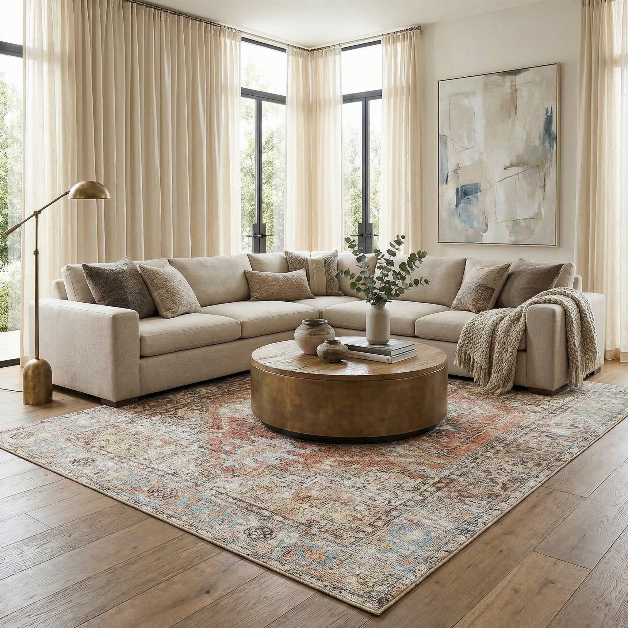 Beck Peach Washable Area Rug