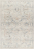 Marlene Damask Off White & Blue Area Rug