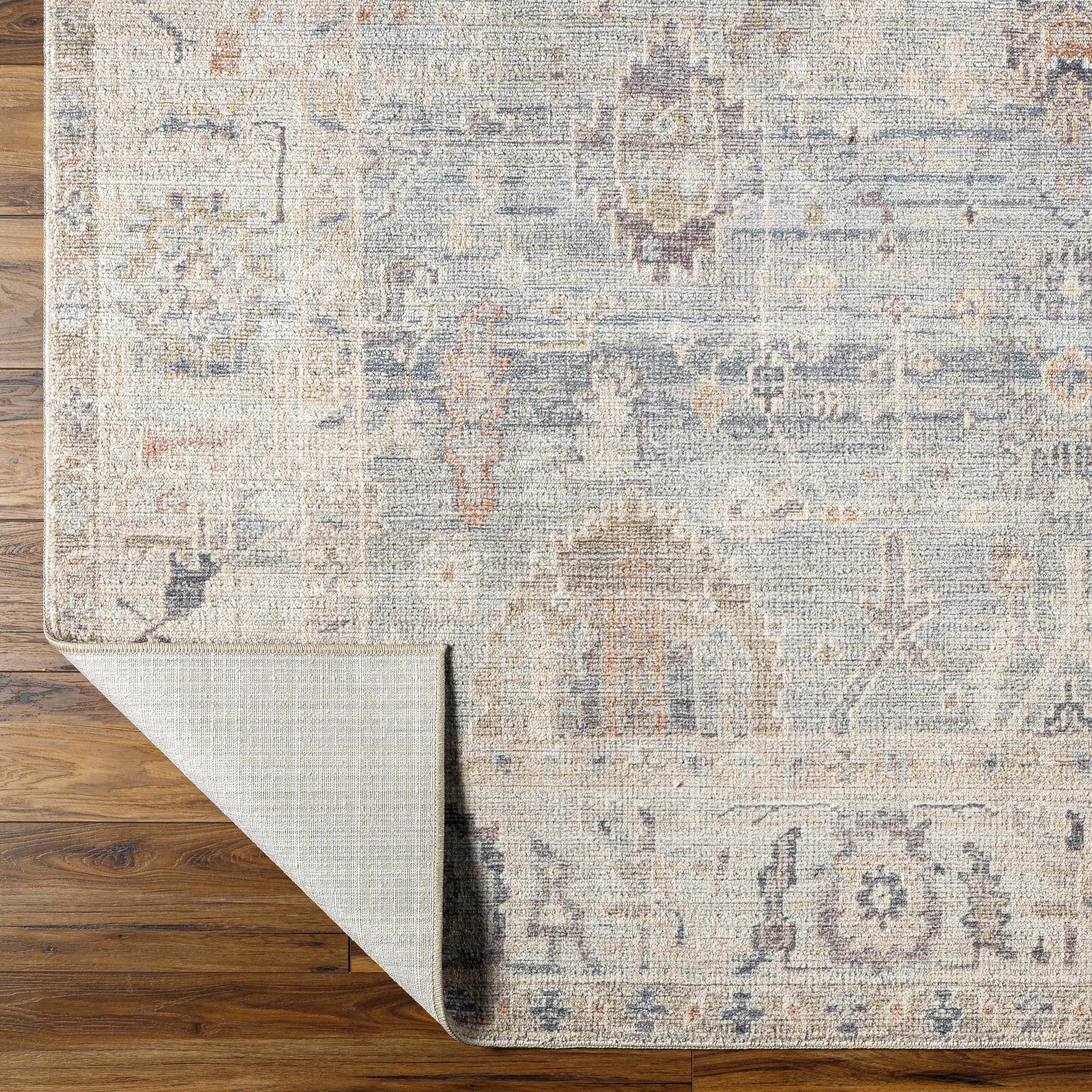 Marlene Damask Cream & Blue Area Rug