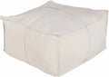 Friendsville Solid & Striped Ivory Pouf