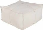 Friendsville Solid & Striped Ivory Pouf