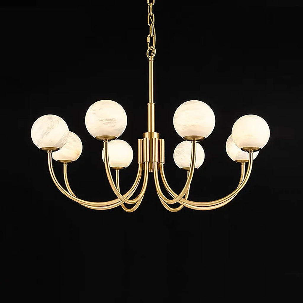 Spherical Alabaster Multi Head Chandelier