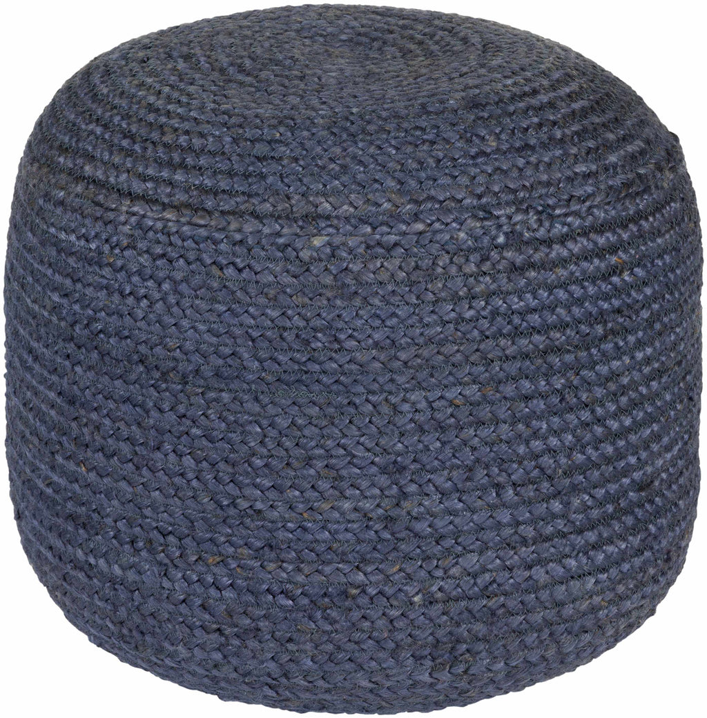 Navy Jute Knitted Pouf