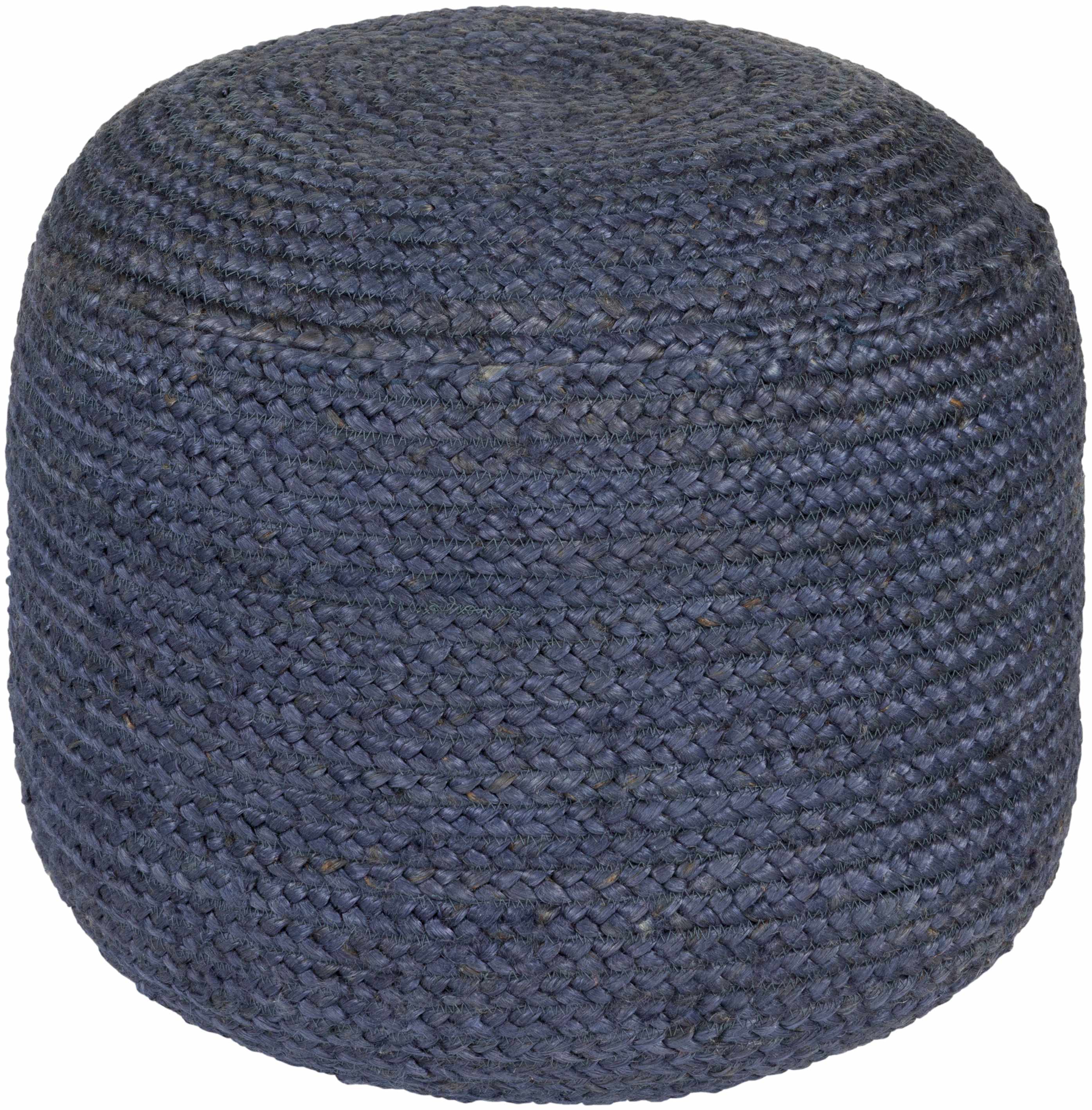 Navy Jute Knitted Pouf