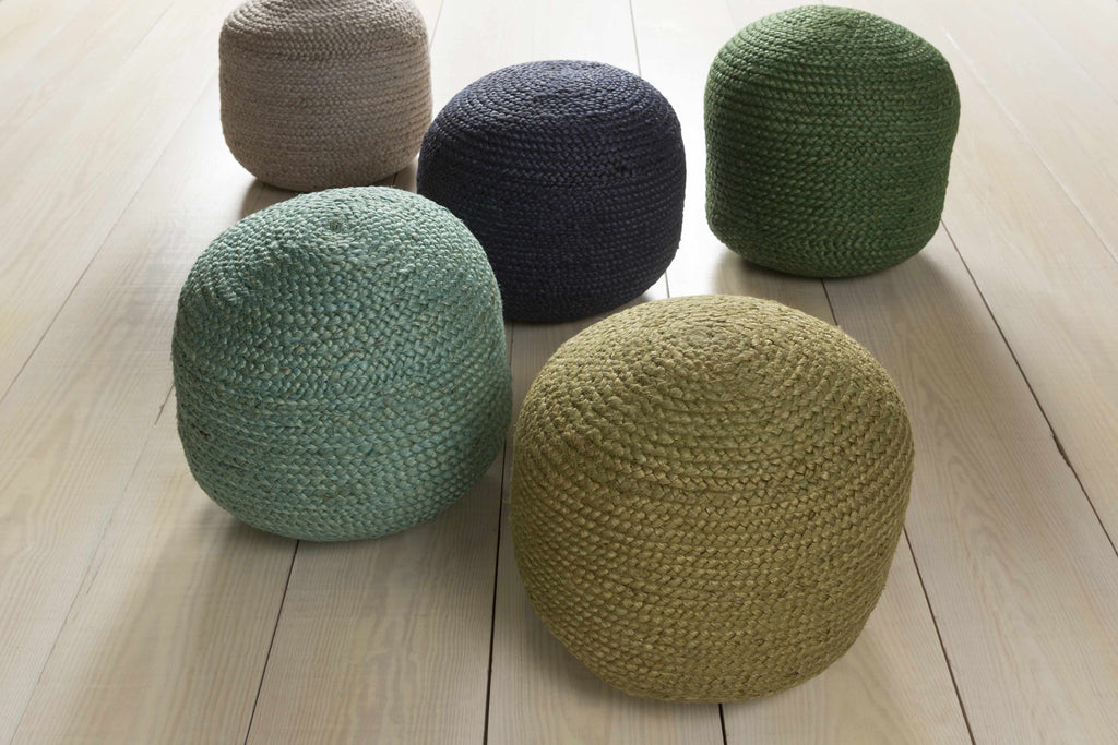 Navy Jute Knitted Pouf