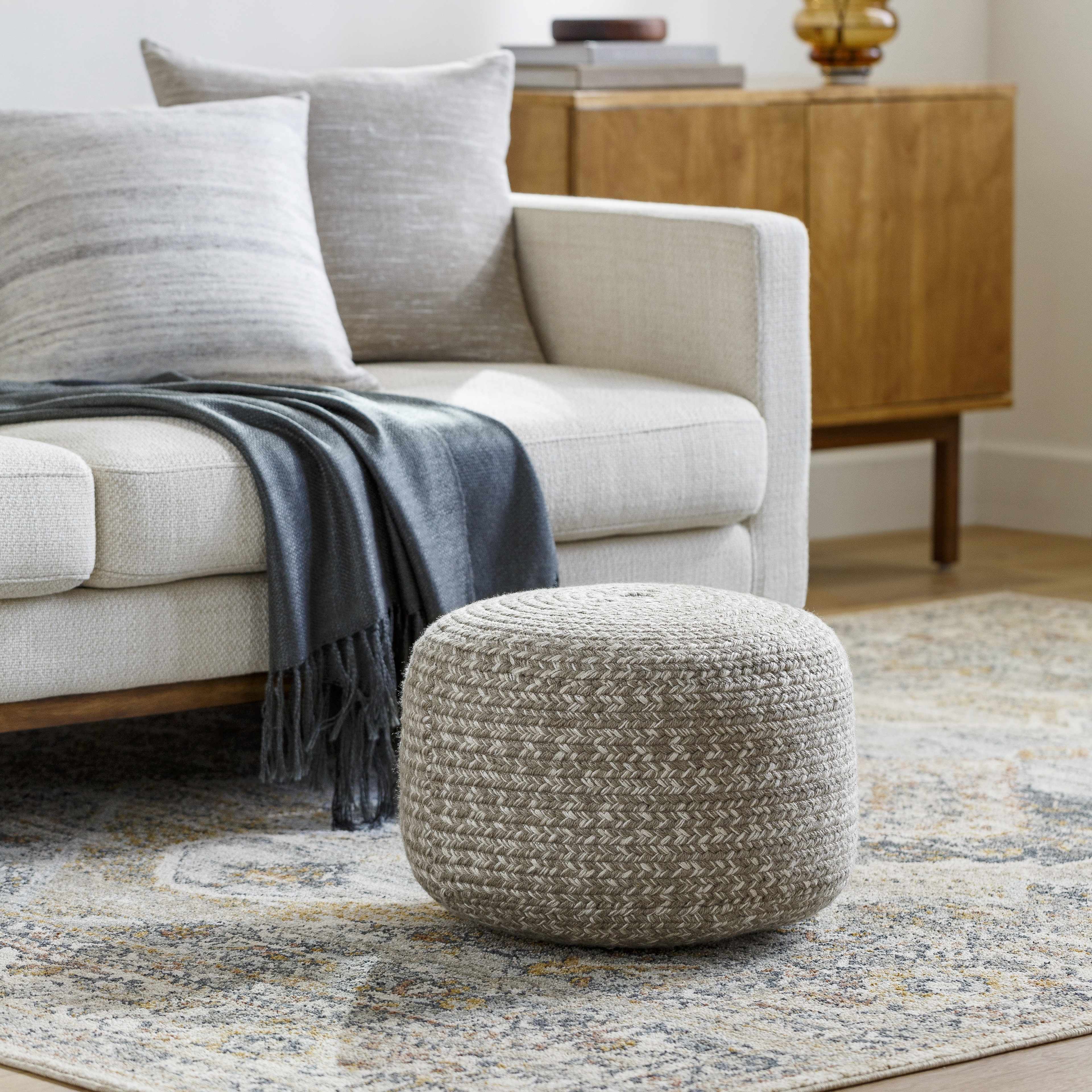 Natural Knit Pouf